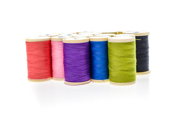 Different color Sewing Threads on a roll.