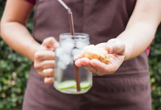 Cashew nut cookies and lime Infused detox water