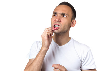 Confused man with brackets