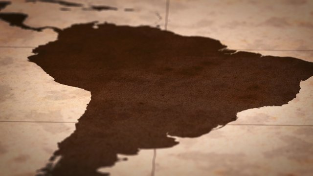 ld paper World Map, Macro, South America.