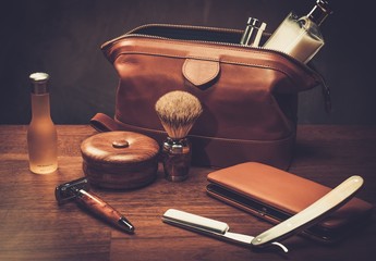Gentleman's accessories on a luxury wooden board