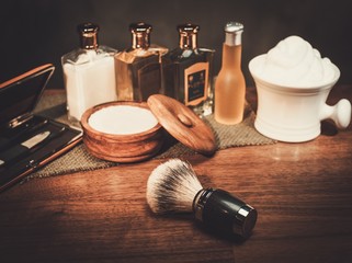 Gentleman's accessories on a luxury wooden board