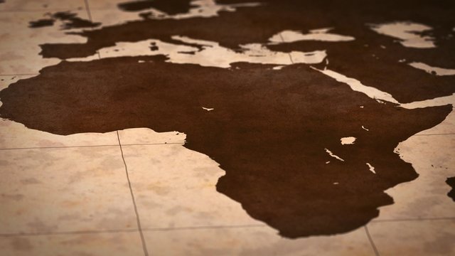 Old paper World Map, Macro, South America.