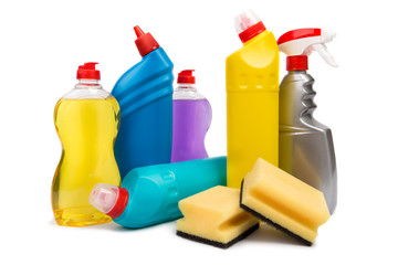 Cleaning equipment isolated on white background