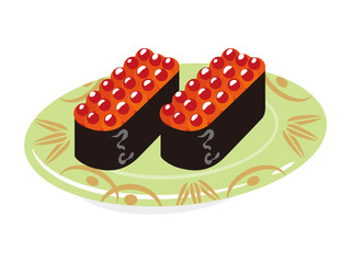 寿司　イクラ　一皿 - Salmon roe Sushi plate