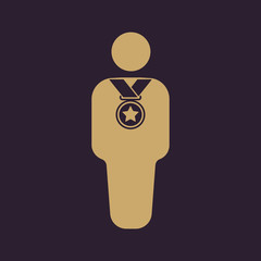The winner avatar icon. Champion and award, prize, triumph symbol. Flat