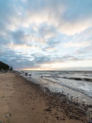 Fototapeta na wymiar Storm large wave on the shore of the Baltic sea