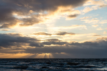 Storm large wave on the shore of the Baltic sea