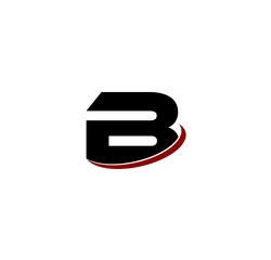 B initial letter with red swoosh