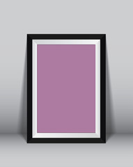 Black frame on wall and shadow background 