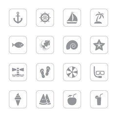 gray flat icon set 9 with rounded rectangle frame for web design, user interface (UI), infographic and mobile application (apps)