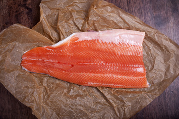 Raw salmon fillet