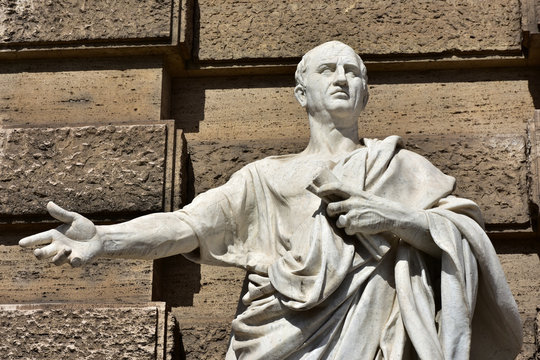 Cicero, the greatest orator of Ancient Rome. Marble statue in front of Palace of Justice in Rome