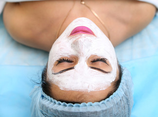 Applying a mask in the spa salon