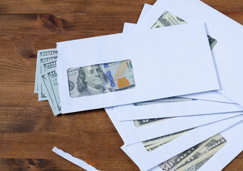 American dollars in the envelopes