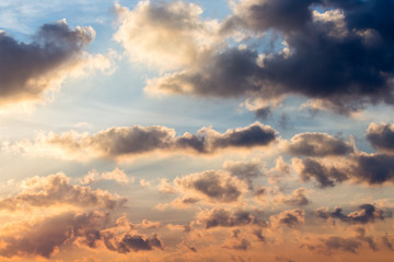 colorful dramatic sky with cloud at sunset
