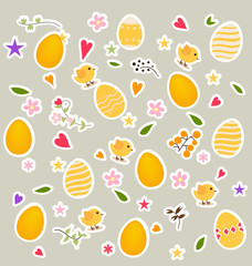 Happy easter cards with Easter eggs. Vector illustration.