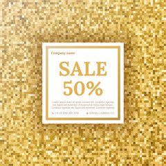 Sale vector flyer with a gold