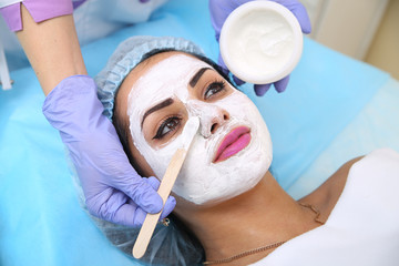 Applying a mask in the spa salon