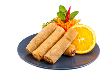 Spring Roll also known as Egg Roll on white background