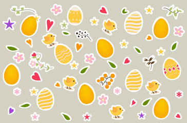 Happy easter cards with Easter eggs. Vector illustration.