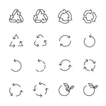 recycle icon set, line version, vector eps10
