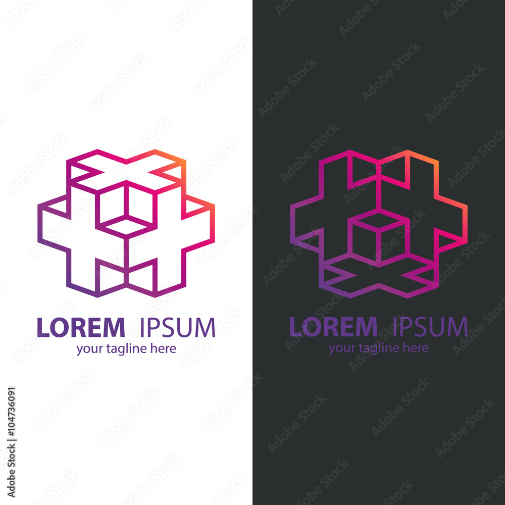 Aufkleber Isometric cube logo design template. Line design template logotype.Vector illustration.
