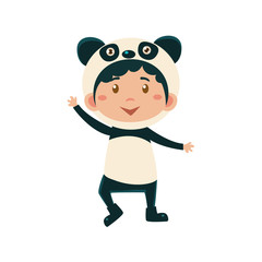 Child Wearing Costume of Panda. Vector Illustration