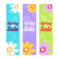 Set of spring season sales vertical banner background
