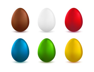 Set of realistic easter eggs isolated on white