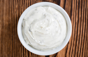 Portion of fresh made Sour Cream