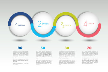 Infographic vector option banner with 4 steps. Color spheres, balls, bubbles. Infographic template.