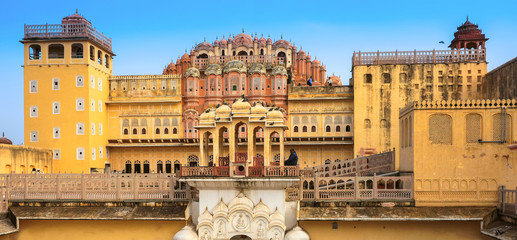 HAWA MAHAL, JAIPUR, INDIA : Tourists exploring famous Hawa Mahal (Wind) Palace in Jaipur,...