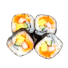 Sushi fresh californai maki rolls isolated on white