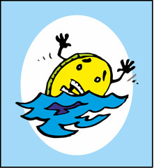 cartoon coin fall into the clouds of crisis and default and inflation, depreciation