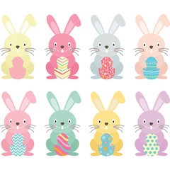 Easter bunny,Easter eggs set