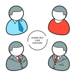 Fototapeta premium Flat line color isometric vector avatars group of people professions. Business icons avatars set on white background. Premium quality icon collection. Suitable for infographics, web, social networks