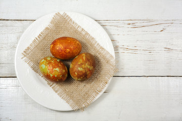 Easter eggs on plate