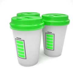 Three paper coffee cups