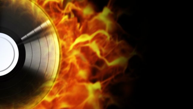 Fiery Vinyl Background and Flames, with Alpha Channel, Loop, 4k

