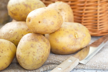 Raw unpeeled potatoes