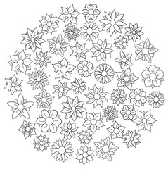 coloring book doodle flowers