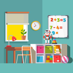 Preschool or school student kid room interior