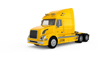 Yellow american truck isolated on white background