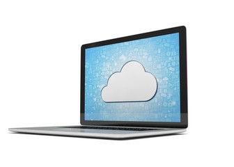 3d rendering of a laptop with cloud concept