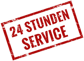 24h Stunden Service Stempel rot grunge 