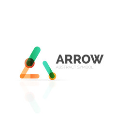 Linear arrow abstract logo, connected multicolored segments of lines in directional pointer figure