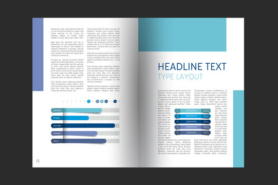 Booklet page layout. Minimalistic magazine, brochure, flyer, annual report template.