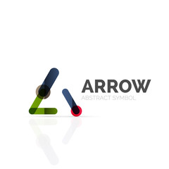 Linear arrow abstract logo, connected multicolored segments of lines in directional pointer figure