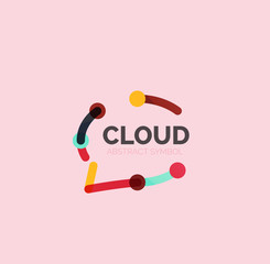 Flat linear design speech cloud logo. Talk bubble, modern geometric industrial thin line icon